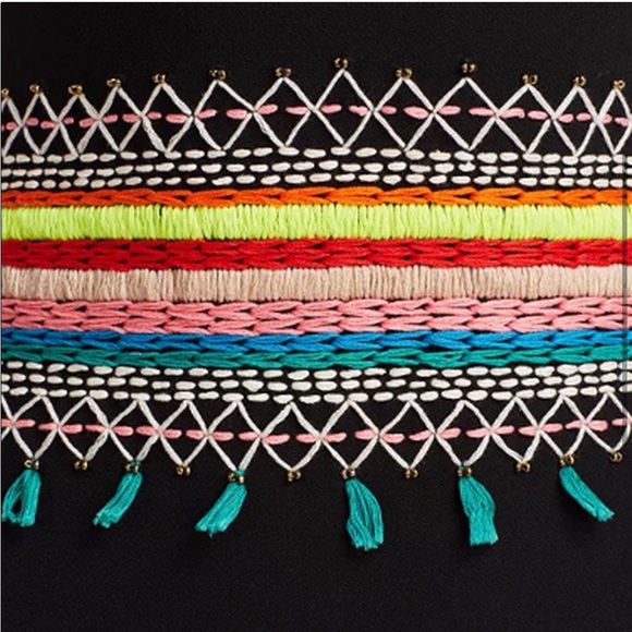 Alice + Olivia open back black mini dress with embroidered details - Picture 4 of 9